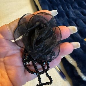 NWOT Elegant Black Floral Earrings